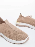 Pantofi sport dama bej inchis din material textil Romeya