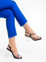 Sandale dama negre din material textil Shakia