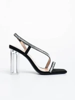 Sandale dama negre din material textil Shakia