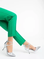 Pantofi dama argintii din piele ecologica Siriadne