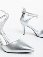 Pantofi dama argintii din piele ecologica Siriadne