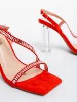 Sandale dama portocalii din material textil Shakia