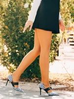 Pantofi dama albi cu negru cu toc din material textil Sadiya