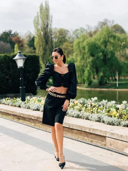 Saboti dama negri din material textil Shenay