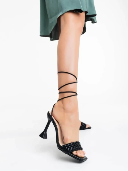 Sandale dama negre din piele ecologica Sahana