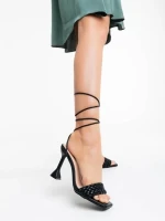 Sandale dama negre din piele ecologica Sahana