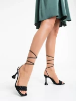 Sandale dama negre din piele ecologica Sahana