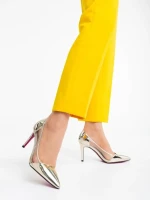 Pantofi dama aurii din piele ecologica lacuita Ambar