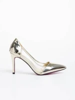 Pantofi dama aurii din piele ecologica lacuita Ambar