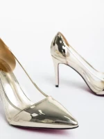 Pantofi dama aurii din piele ecologica lacuita Ambar