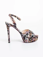 Sandale dama roz cu negru din material textil Teyona