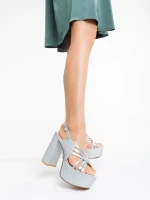 Sandale dama argintii din piele ecologica Tasnim