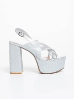 Sandale dama argintii din piele ecologica Tasnim