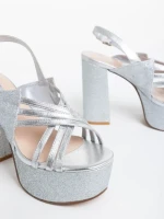 Sandale dama argintii din piele ecologica Tasnim
