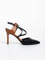 Pantofi dama negri cu toc din piele ecologica Diella