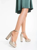 Sandale dama aurii din material textil Tressa