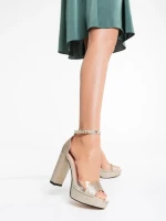 Sandale dama aurii din material textil Tressa