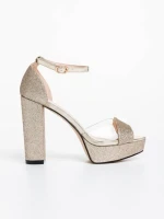 Sandale dama aurii din material textil Tressa