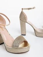 Sandale dama aurii din material textil Tressa