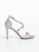 Sandale dama argintii din material textil Oksana