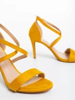 Sandale dama galbene din material textil Oksana