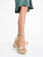 Sandale dama aurii din material textil Tamaka