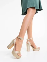 Sandale dama aurii din material textil Tamaka