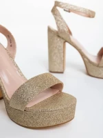 Sandale dama aurii din material textil Tamaka