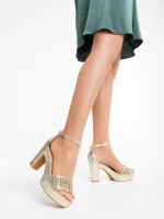 Sandale dama aurii din piele ecologica Tirza