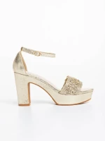 Sandale dama aurii din piele ecologica Tirza