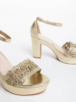 Sandale dama aurii din piele ecologica Tirza