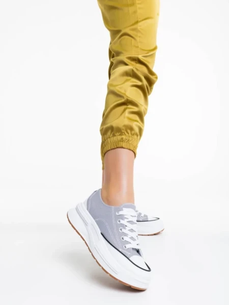 Tenisi dama gri din material textil Daina