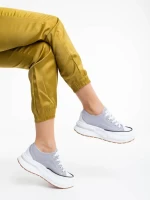 Tenisi dama gri din material textil Daina