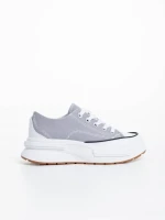 Tenisi dama gri din material textil Daina