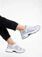 Pantofi sport dama argintii din material textil Dunya