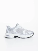 Pantofi sport dama argintii din material textil Dunya