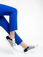 Pantofi sport dama albi cu leopard din piele ecologica Reiva