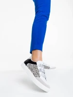 Pantofi sport dama albi cu leopard din piele ecologica Reiva