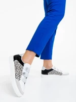 Pantofi sport dama albi cu leopard din piele ecologica Reiva