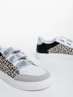 Pantofi sport dama albi cu leopard din piele ecologica Reiva