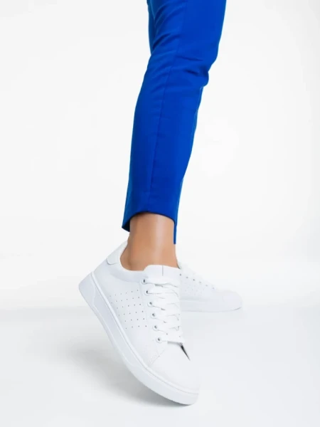 Pantofi sport dama albi din piele ecologica Rasine