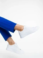 Pantofi sport dama albi din piele ecologica Rasine