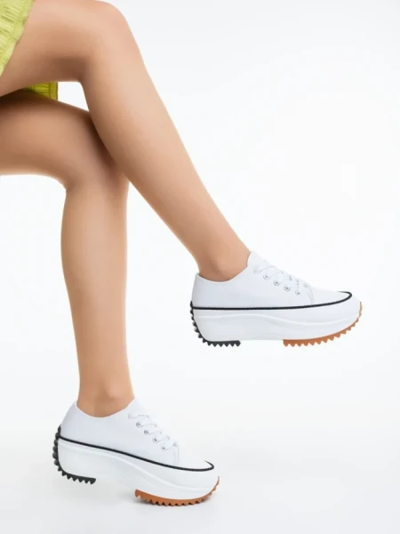 Tenisi dama albi din material textil Lanaya