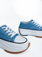 Tenisi dama albastri din material textil Lanaya