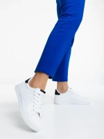 Pantofi sport dama albi cu negru din piele ecologica Rasine