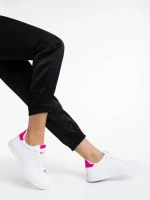 Pantofi sport dama albi cu fucsia din piele ecologica Rasine