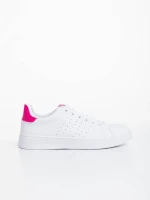 Pantofi sport dama albi cu fucsia din piele ecologica Rasine