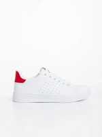 Pantofi sport dama albi cu rosu din piele ecologica Rasine