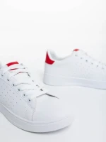 Pantofi sport dama albi cu rosu din piele ecologica Rasine