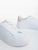 Pantofi sport dama albi cu roz din piele ecologica Rasine